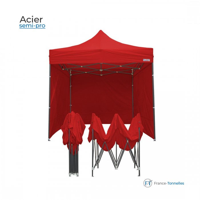 Tonnelle pliante carrée en acier bâches rouges