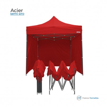 Tonnelle pliante carrée en acier bâches rouges