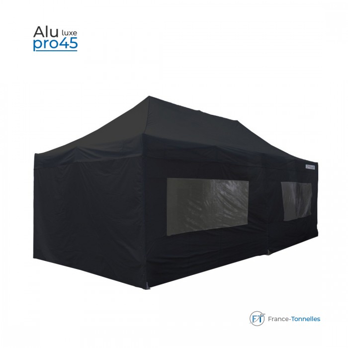 Tonnelle pliante aluminium rectangulaire bâches noires