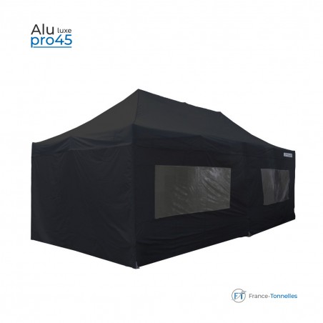 Tonnelle pliante aluminium rectangulaire bâches noires