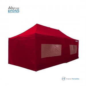 Tonnelle pliante aluminium rectangulaire bâche rouges polyester 380g/m²