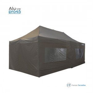 Tonnelle pliante aluminium rectangulaire bâche gris polyester