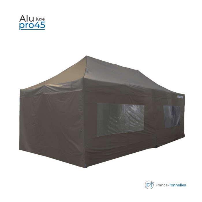 Tonnelle pliante aluminium rectangulaire bâche gris polyester