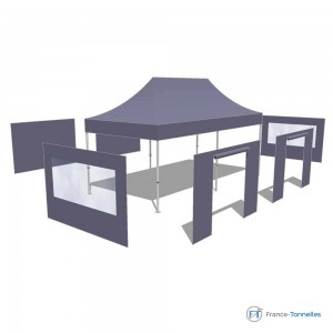 Tonnelle pliante rectangulaire en aluminium pack murs fenêtres