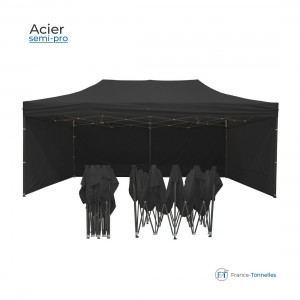 Tonnelle pliante en acier pieds carrés