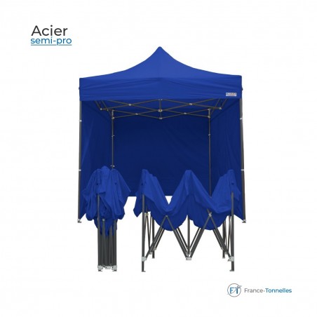 Tonnelle Acier résistante bâches bleues facile à monter