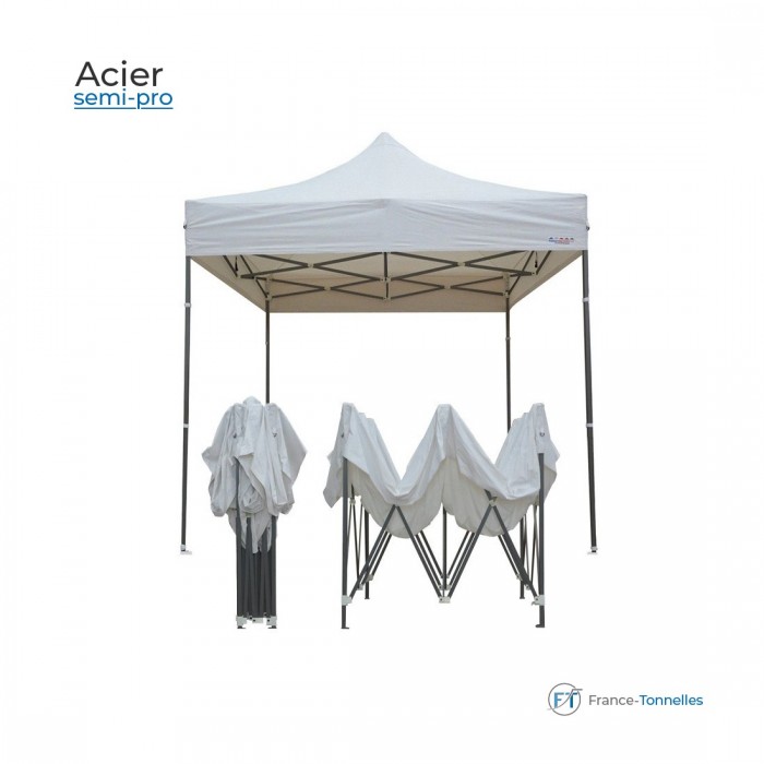 Barnum pliable 3x6m BLANC Acier Semi-Pro avec Pack Fenêtres