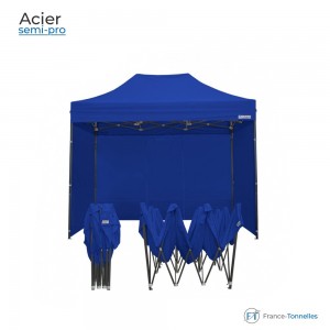 Tonnelle pliante acier bâche bleues