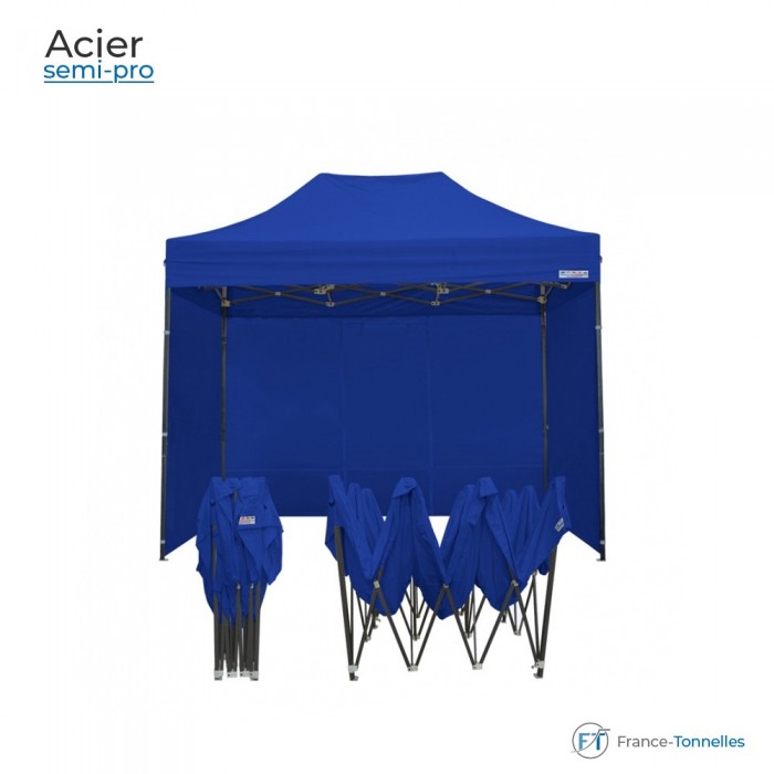 Tonnelle pliante acier bâche bleues