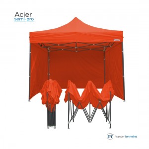Tonnelle pliante acier de couleur orange