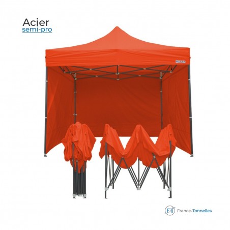 Tonnelle pliante acier de couleur orange