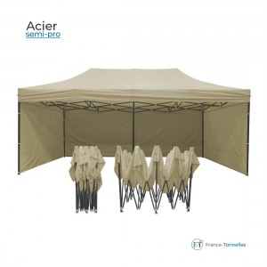Tonnelle pliante en acier bâche beige