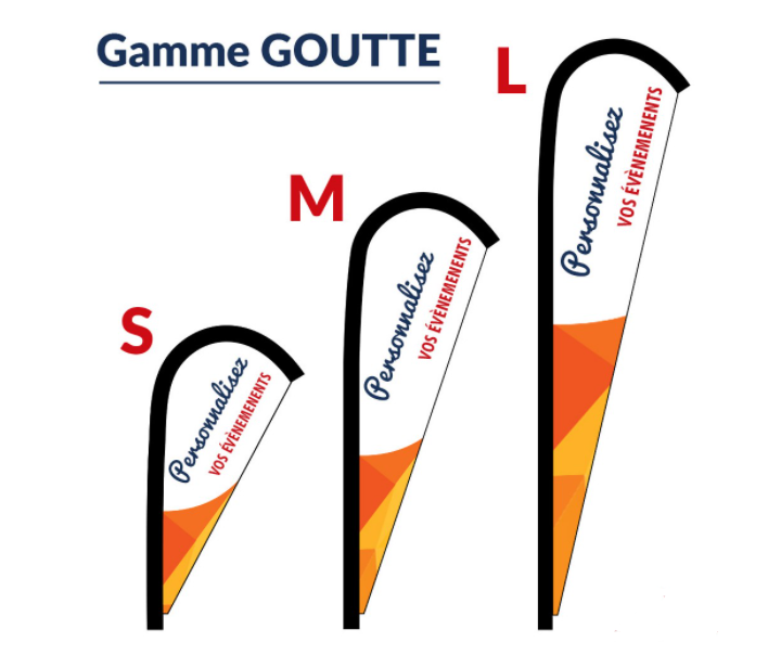 Oriflamme de la gamme Goutte en forme de goutte d'eau personnalisable